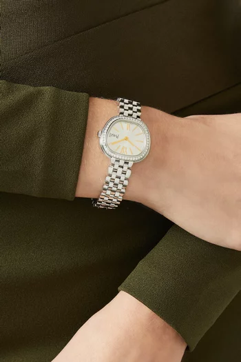 ساعة سيكستي كوارتز مرصعة بالماس ستانلس ستيل، 29 مم