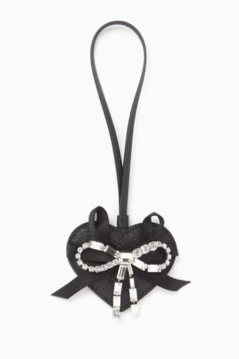 Embellished-trim Heart Charm in Leather