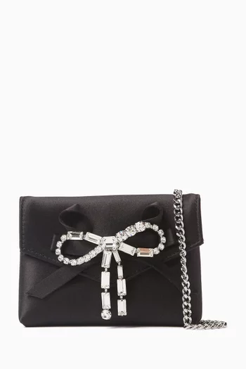 Bow Embellished Soft Card Holder in Satin