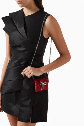 Bow Embellished Soft Card Holder in Satin