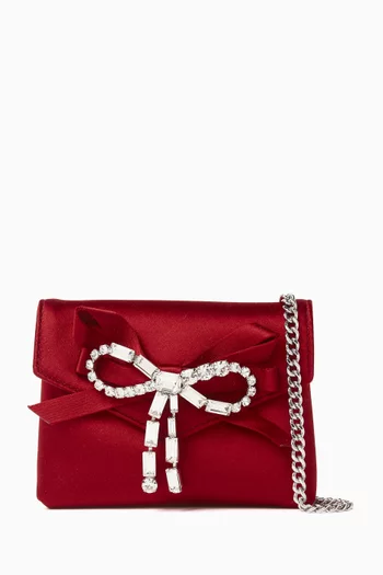 Bow Embellished Soft Card Holder in Satin