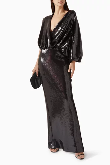 فستان أوبلاني مطرز بالترتر