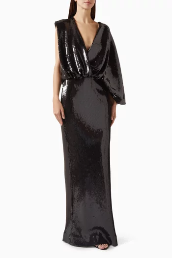 فستان أوبلاني مطرز بالترتر