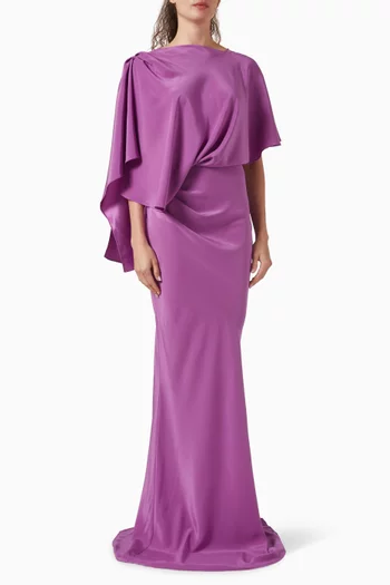 فستان سهرة بدرابيه وظهر مكشوف ستان