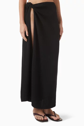 Vertical Knit Twist Sarong Skirt