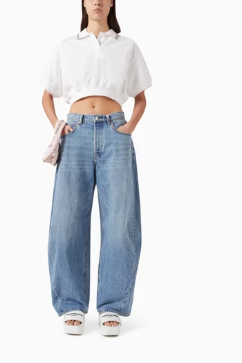Blow-up Crytsal Hotfix Baggy Jeans in Denim