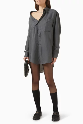 فستان بنمط قميص بكتف مكشوف حرير 