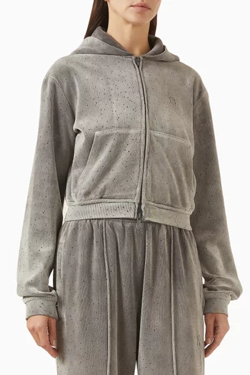 Cropped Crystal Hoodie in Velvet