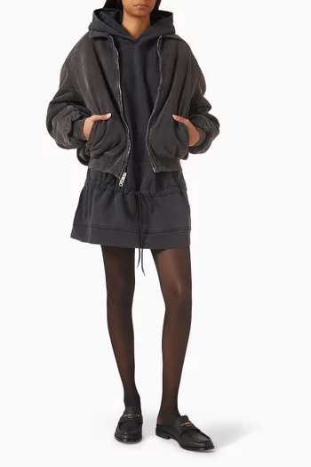 Drop-waist Hoodie Dress in Cotton Terry