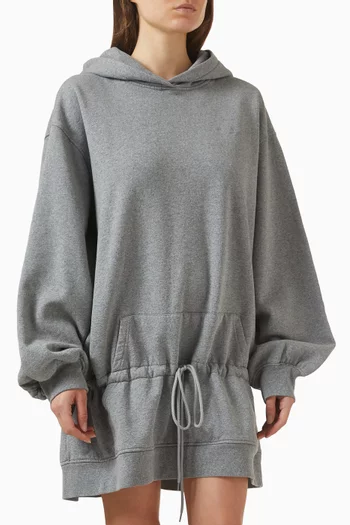 Drop-waist Hoodie Dress in Cotton Terry