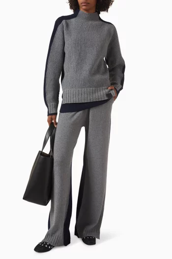 Contrast Panel Pants in Cashmere-knit