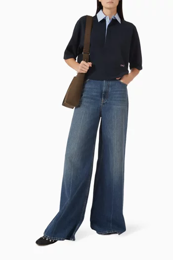 Piquet Polo Oversized Cropped T-shirt