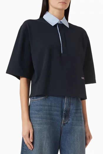 Piquet Polo Oversized Cropped T-shirt