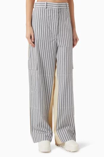Stripe Oversized Cargo Pants in Cotton