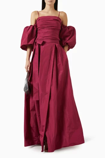 Puff-sleeves Crop Top in Taffeta