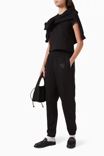 بنطال رياضي بشعار الماركة بتصميم منفوخ قماش تيري