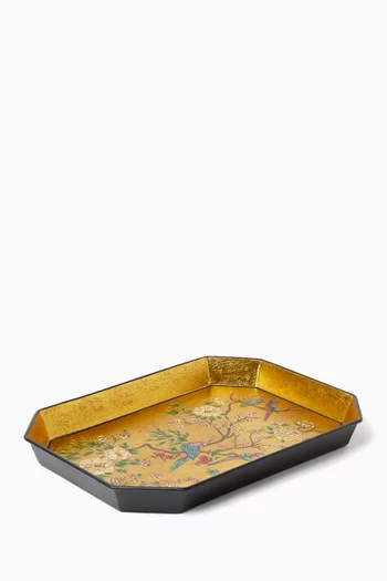 صينية بنقشة طيور حديد بطلاء يدوي