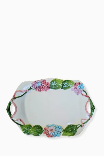 Hydrangea Tray in Hand-painted Ceramic