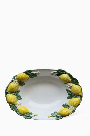 Lemon Platter Plate in Hand-painted Ceramic