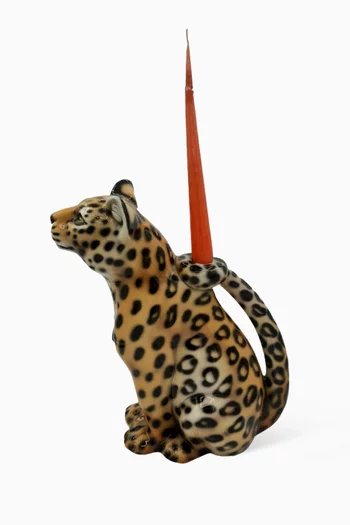 Jungle Leopard Candlestick Holder in Ceramic