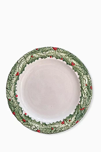 Poinsettia Charger Plate in Hand-painted Ceramic