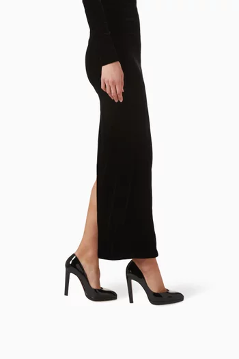 حذاء كلاسيك فاني لوف بكعب 100 مم جلد لامع