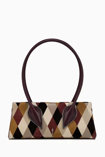 حقيبة كتف فينوس جلد عجل بنقشة معينات