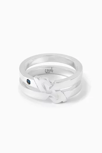 خاتم بتصميم حرف "أ" فضة إسترلينية