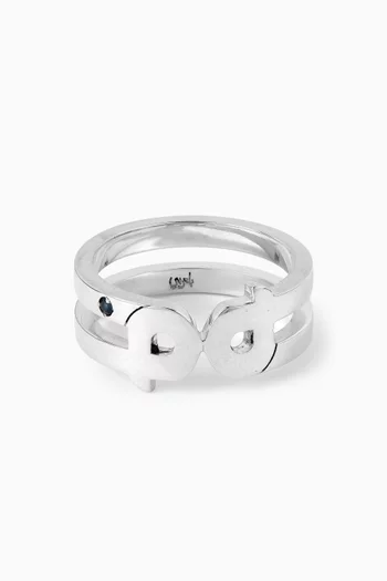 خاتم بتصميم حرف "الميم" فضة إسترلينية