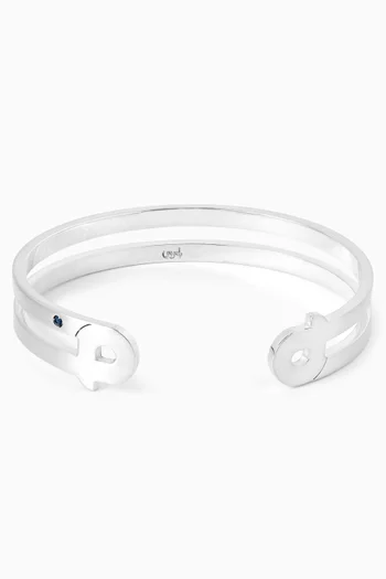 سوار مفتوح بتصميم حرف "الميم" فضة إسترلينية