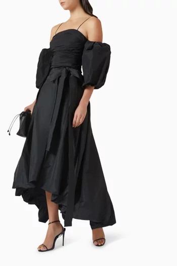 Puff-sleeves Crop Top in Taffeta