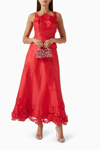 Melissa Applique Maxi Skirt in Linen