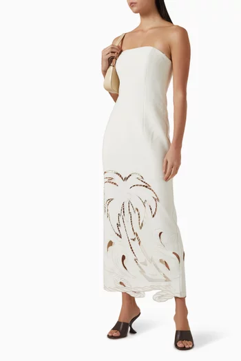 فستان افا طويل بزهور بارزة