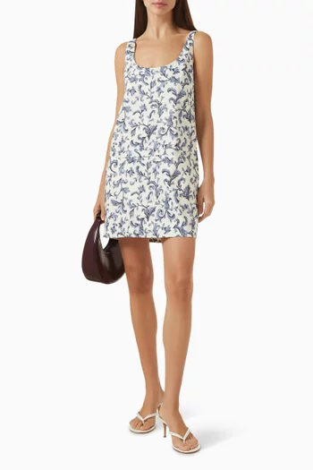 فستان رو قصير مزيج كتان