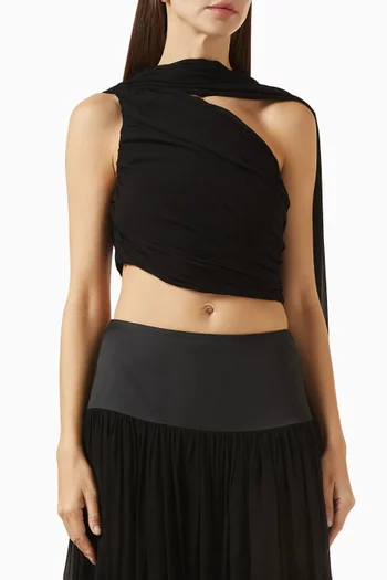 بلوزة سولين بفتحة رقبة بكتف مكشوف فيسكوز