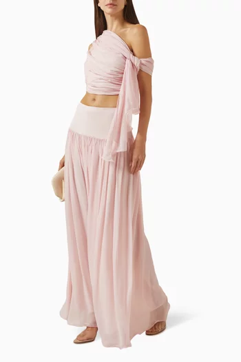 بلوزة سولين بفتحة رقبة بكتف مكشوف فيسكوز