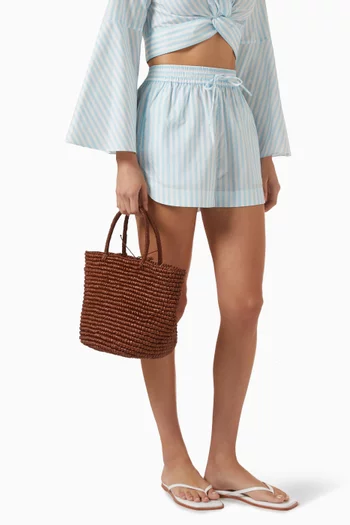 حقيبة يد متوسطة بتصميم منسوج قش توكويلا