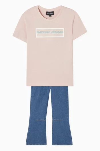 تي شيرت بطبعة شعار الماركة قطن