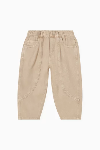 بنطال جينز دينم بحياكة أمامية 