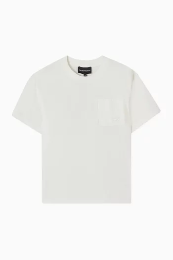 تي شيرت بجيب وشعار الماركة قطن