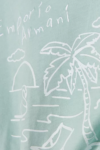 Beach-print T-shirt in Cotton