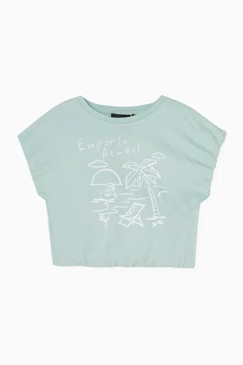 Beach-print T-shirt in Cotton