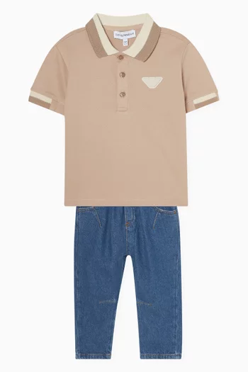 بنطال جينز دينم بشعار الماركة