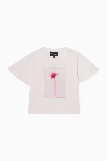 تي شيرت بطبعة زهرة قطن