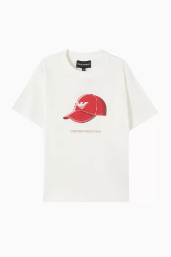 Baseball Hat-print T-shirt in Cotton