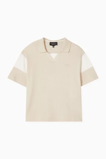 تي شيرت بولو مقسم بألوان قطن