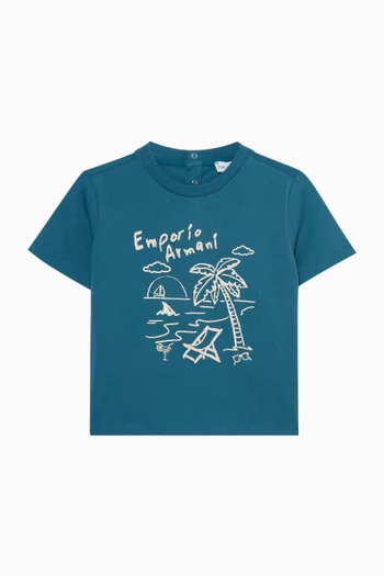 Beach Print T-shirt in Cotton