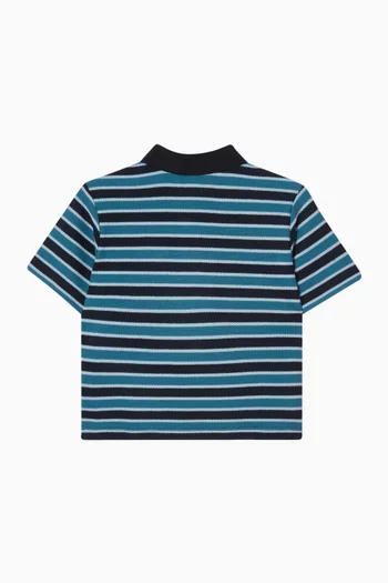 Striped Logo Polo Shirt in Cotton