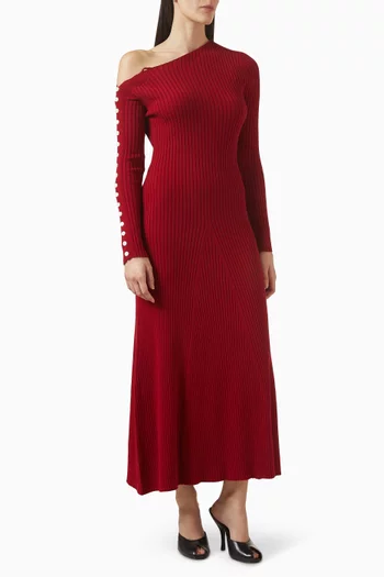 فستان نواه بفتحة رقبة غير متماثلة قطن