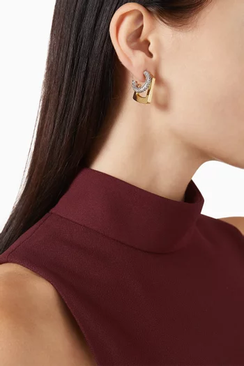 أقراط تينا ميني مرصعة بكريستالات بافيه نحاس مطلي ذهب عيار 12‏